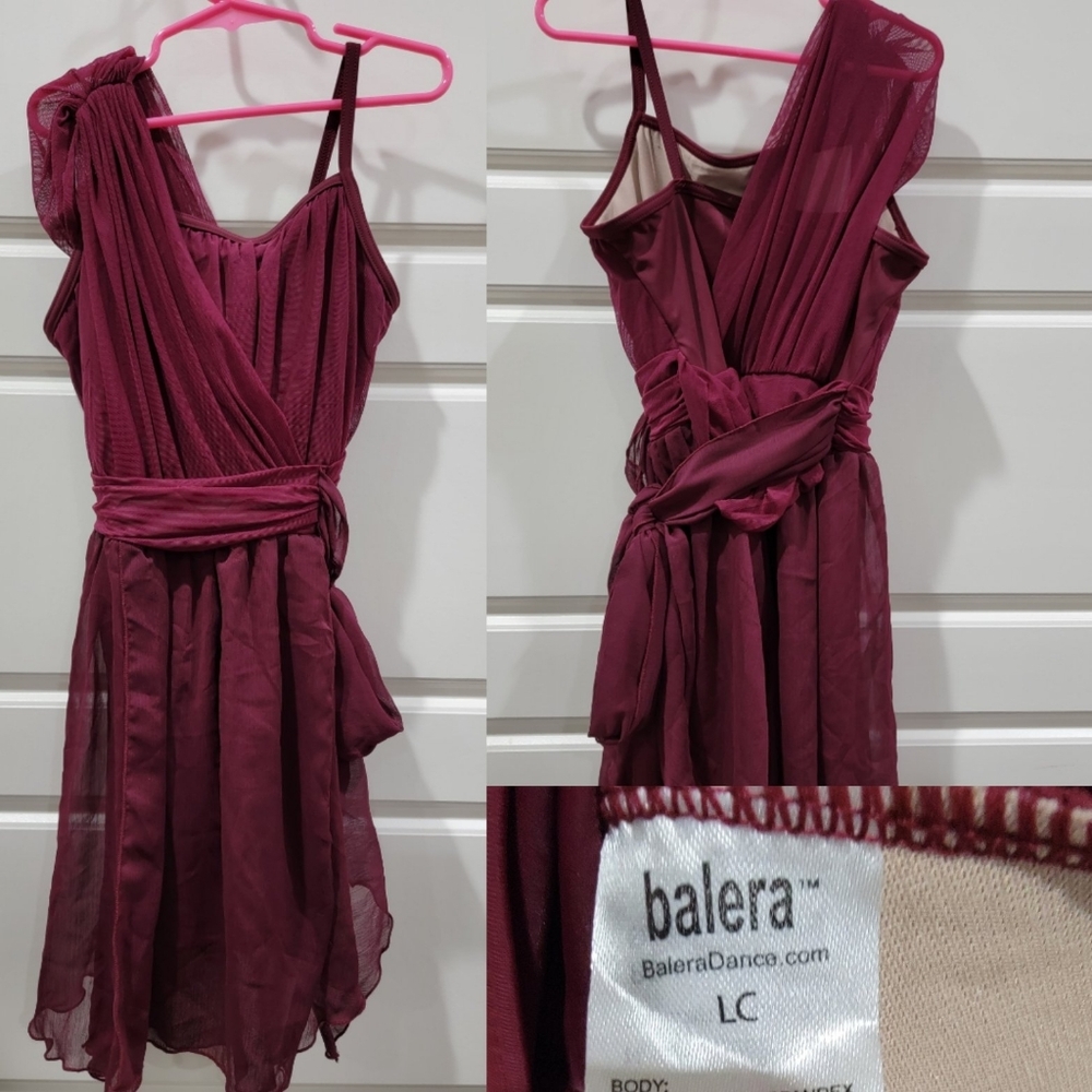 Balera Burgundy One Shoulder Dance Costume